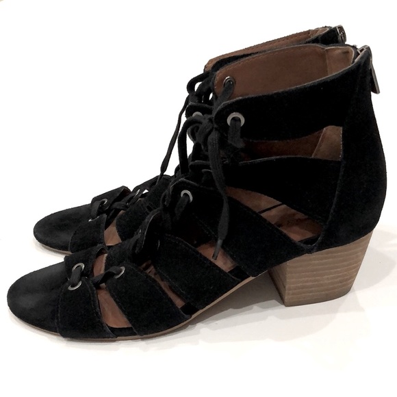 Lucky Brand Genevie Black Suede Cage Heel Sandal - Picture 8 of 8